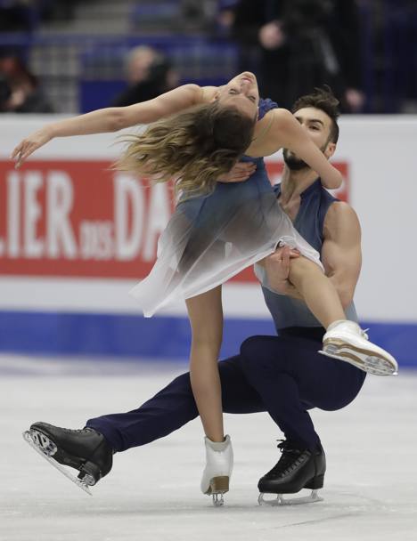 La coppia francese Gabriella Papadakis e Guillaume Cizeron, medaglia d&#39;oro (Ap)